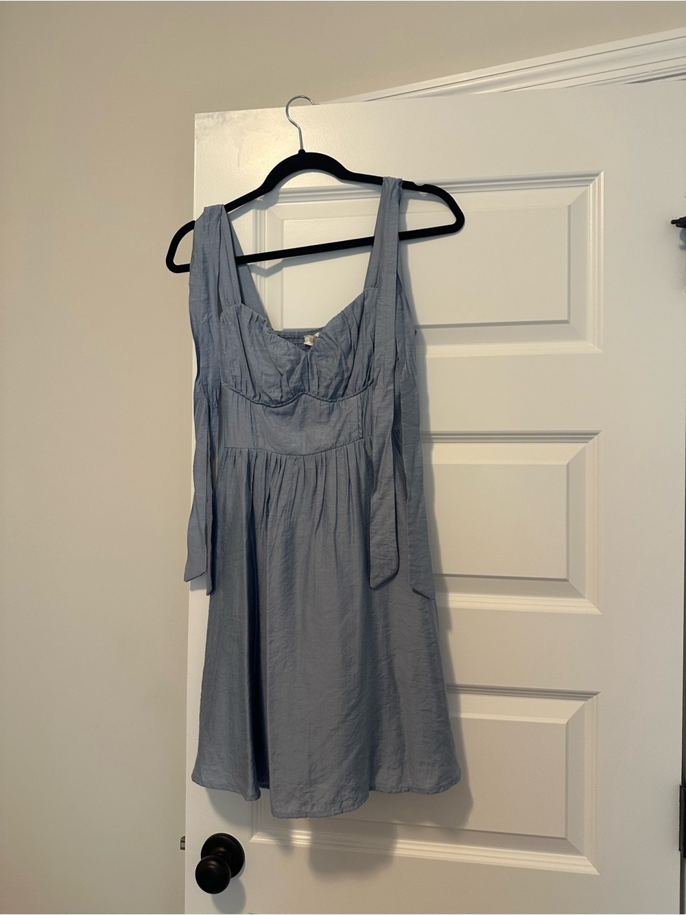 mine Light Blue Tie-Strap Mini Dress
